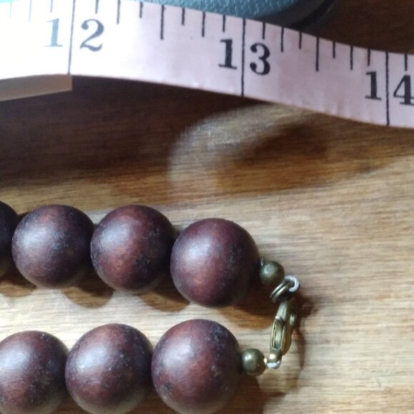 Wood Beads with Copper Blue Beads and Blue Stone Pendant - Picture 6 of 6